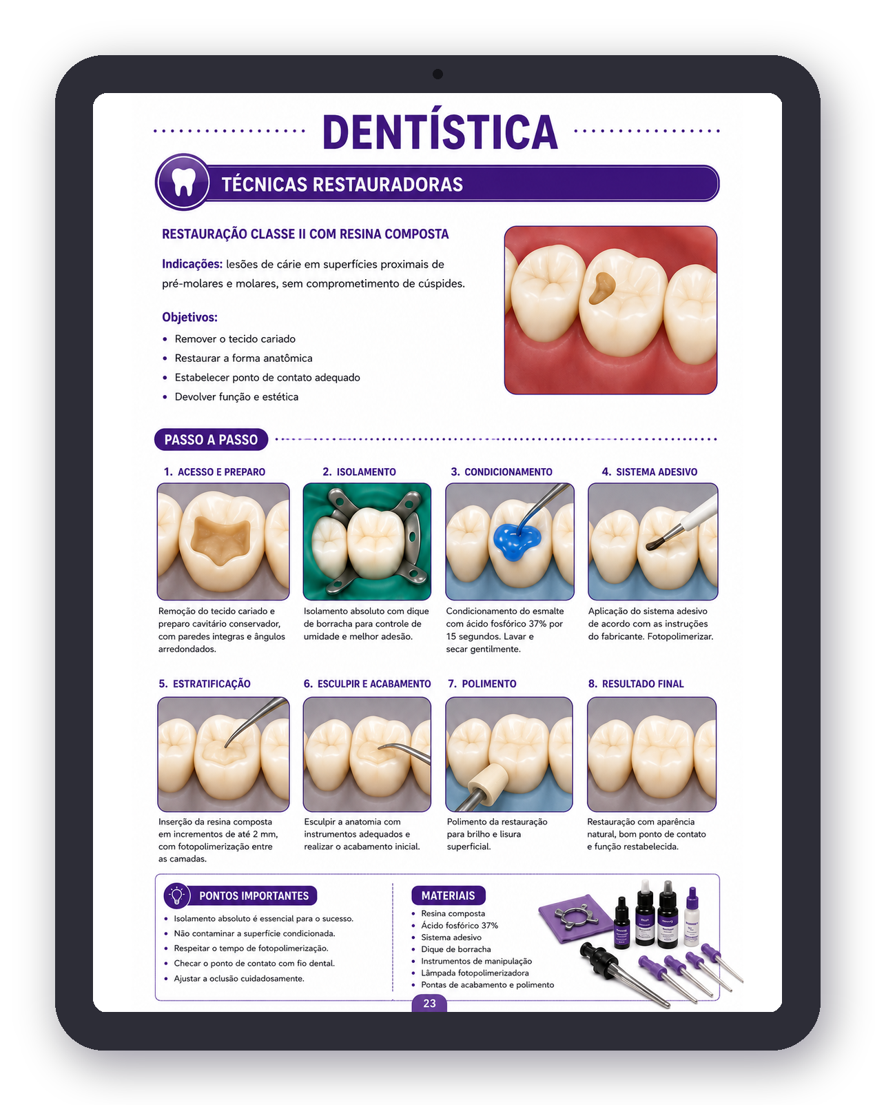 Prévia de Dentística em iPad